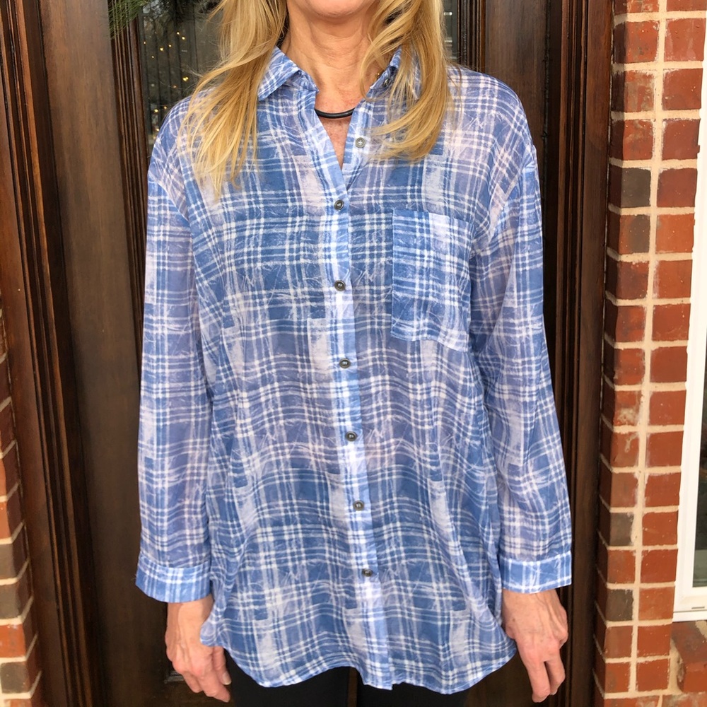 Sisters Plaid Button Down Top